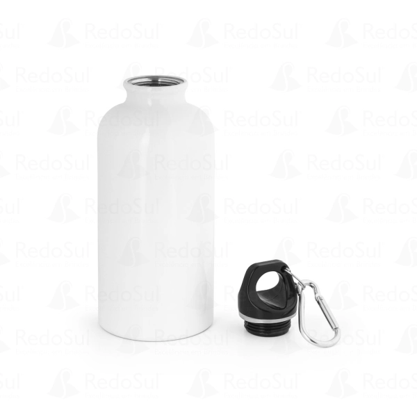 Squeeze personalizado em aço inox com mosquetão 560 ml